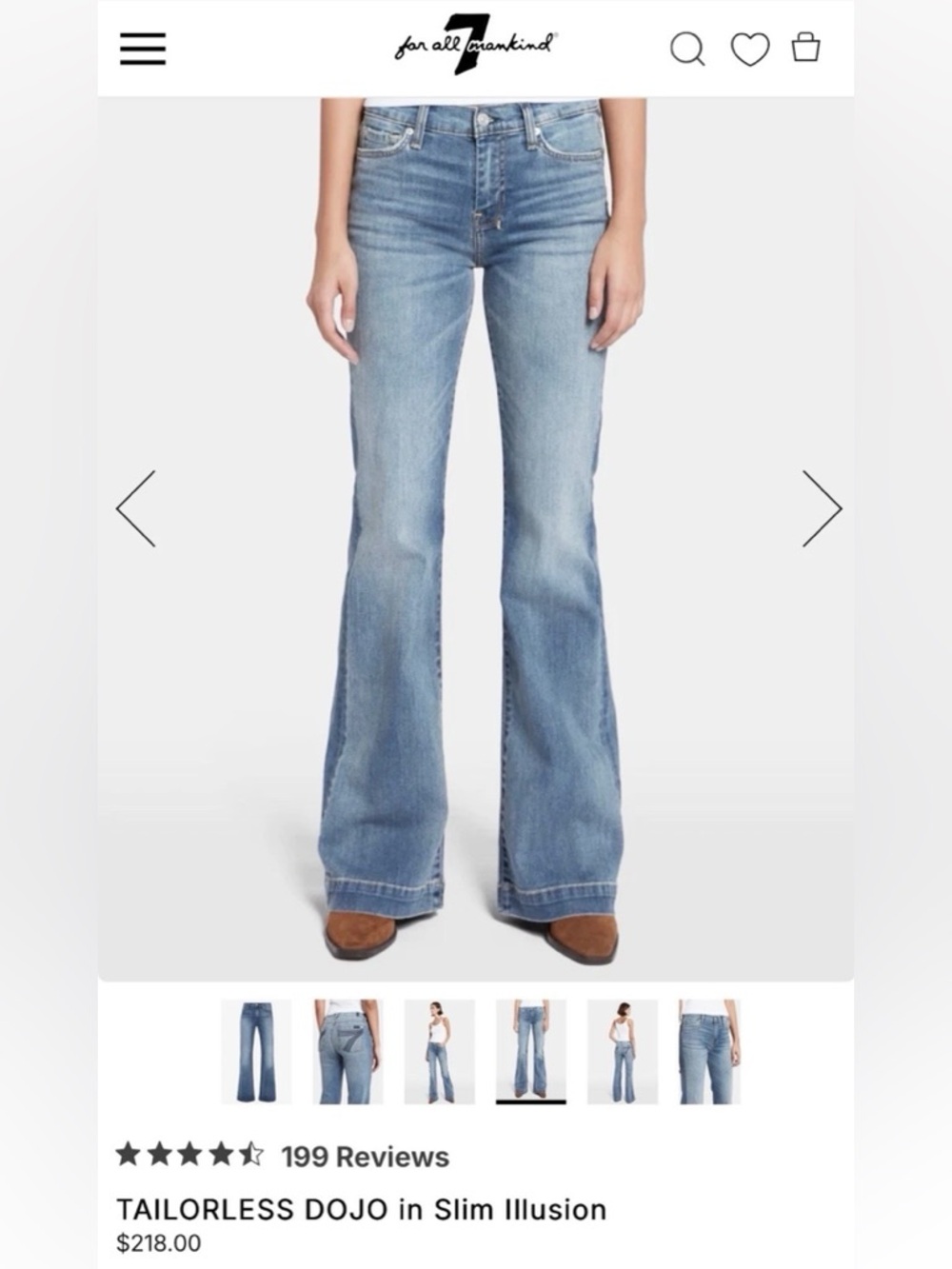 NWOT 7 For All Mankind Tailorless Dojo, Size 26